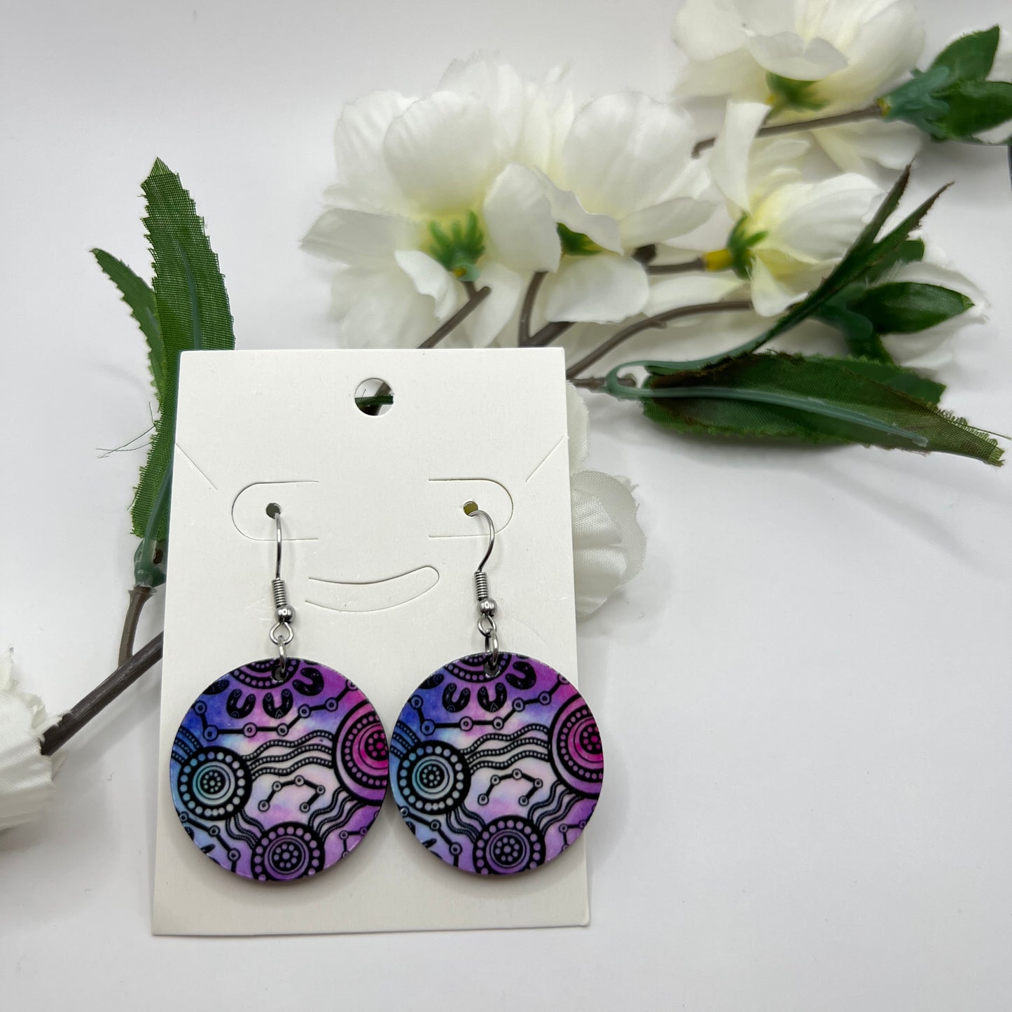 Wet Seasons - Dreamy - Wooden Aboriginal Art Earrings
