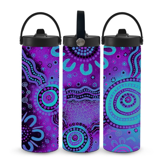 Wet Seasons - Dusk - Aboriginal Art - 20oz Water Bottle
