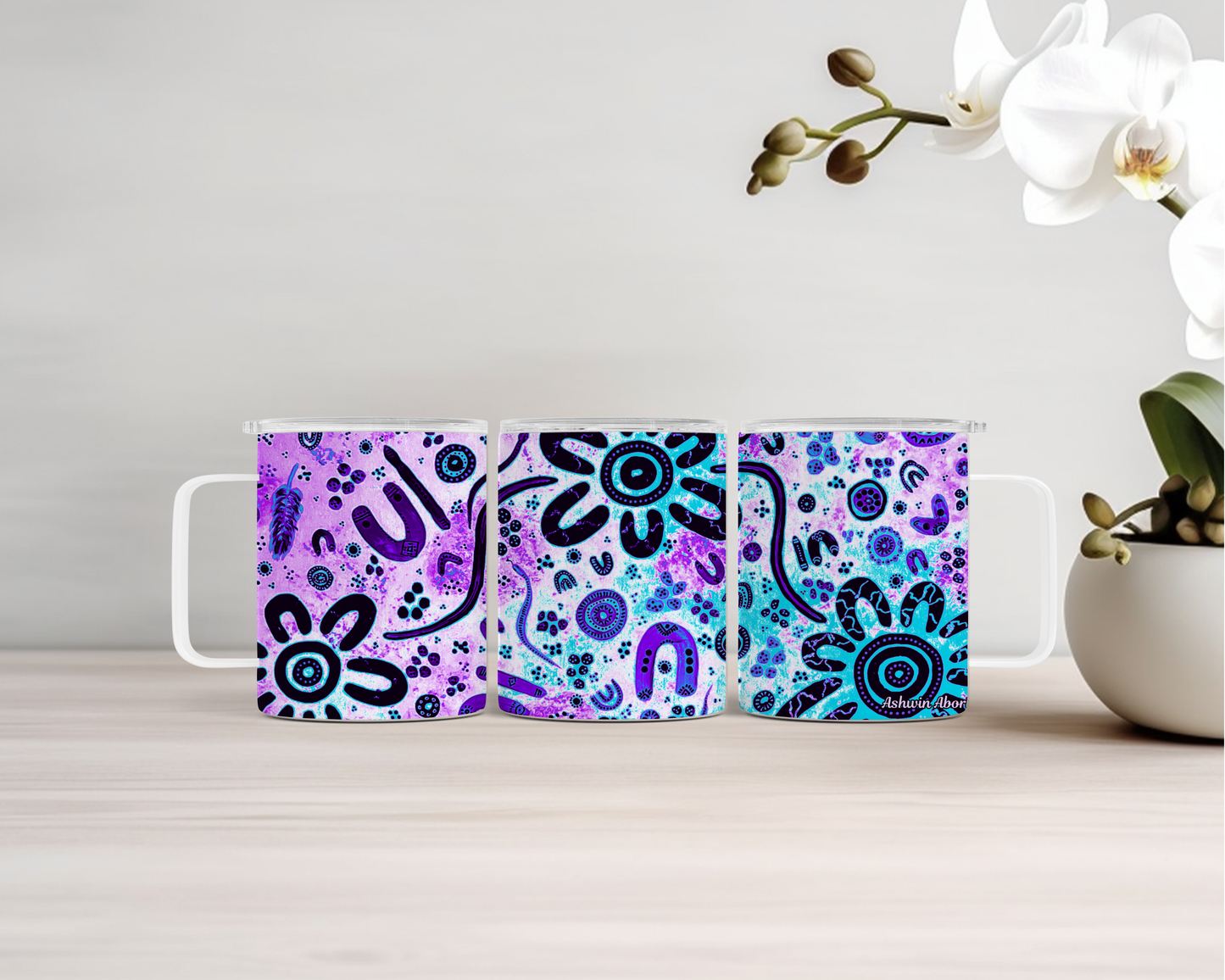 Stronger Than Before - Bliss - 14oz Insulated Mugs - Aboriginal Art Mug