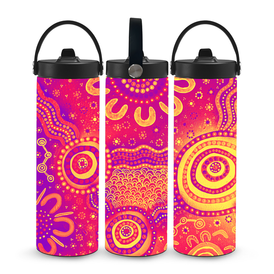 Wet Seasons - Sunset - Aboriginal Art - 20oz Water Bottle