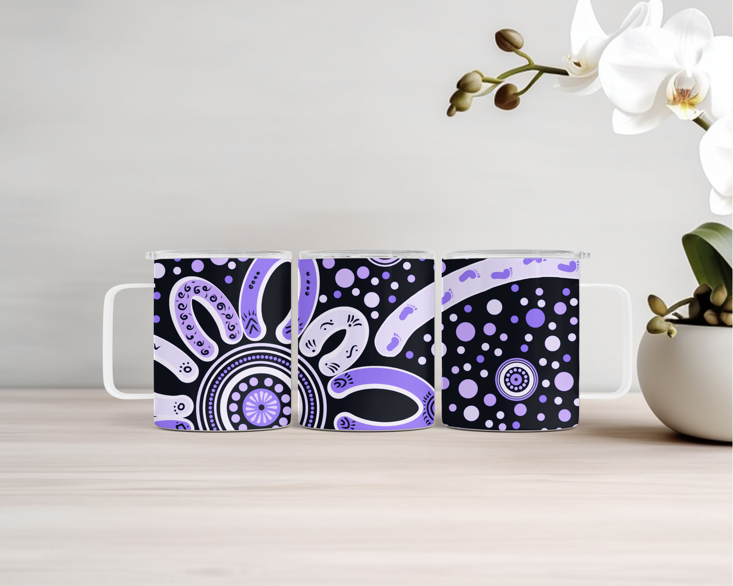 Self Connection - Purple - 14oz Insulated Mugs - Aboriginal Art Mug