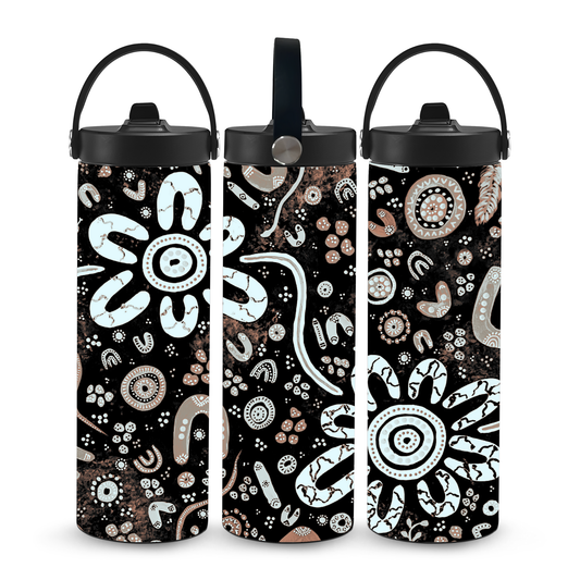 Stronger Than Before - Midnight - Aboriginal Art - 20oz Water Bottle