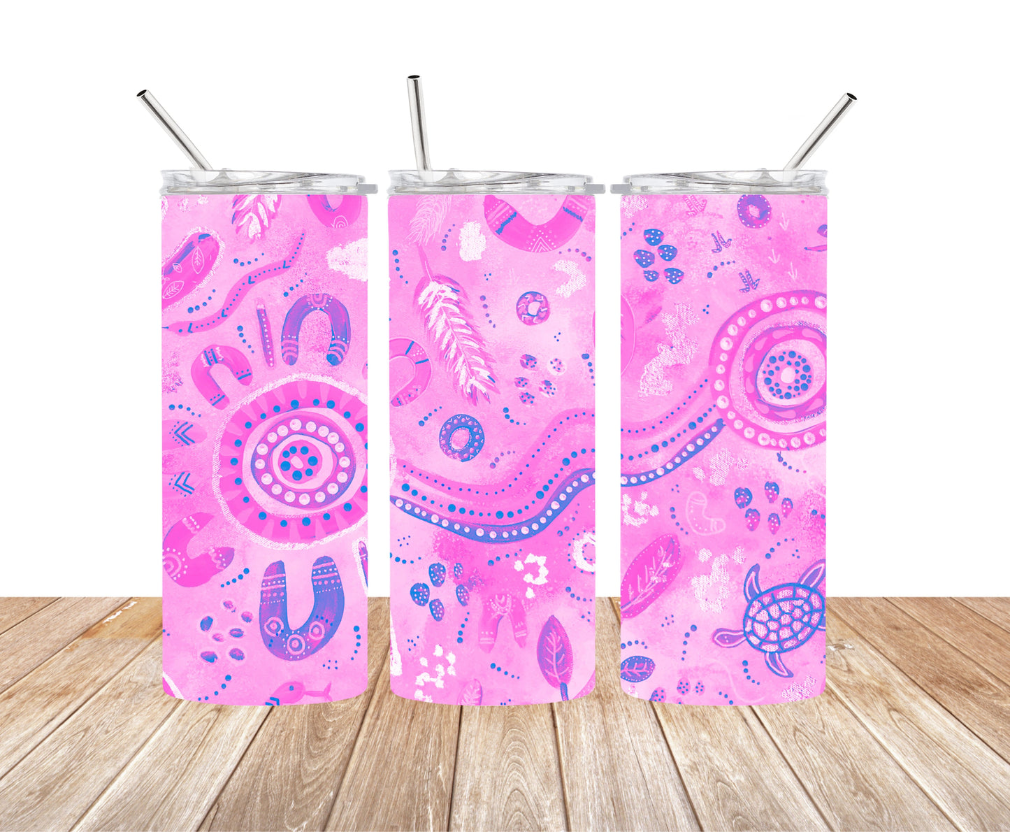 Country - Pink - Aboriginal Art - 15oz Tumbler