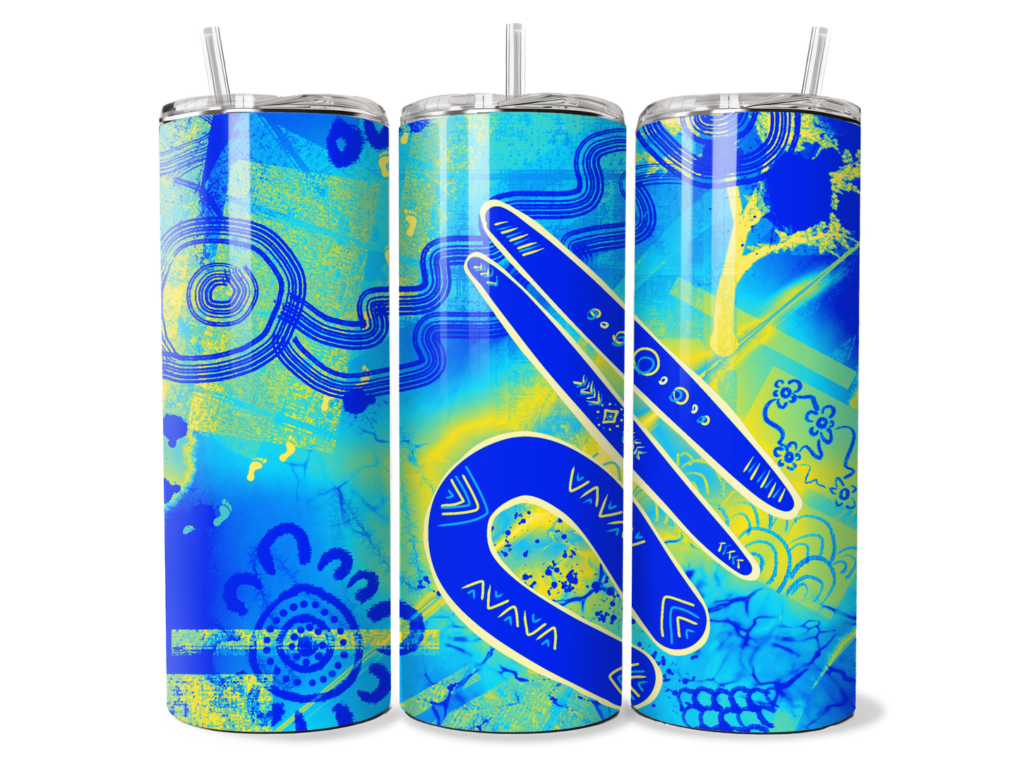Warrior - Blue - Aboriginal Art - 20oz Tumbler