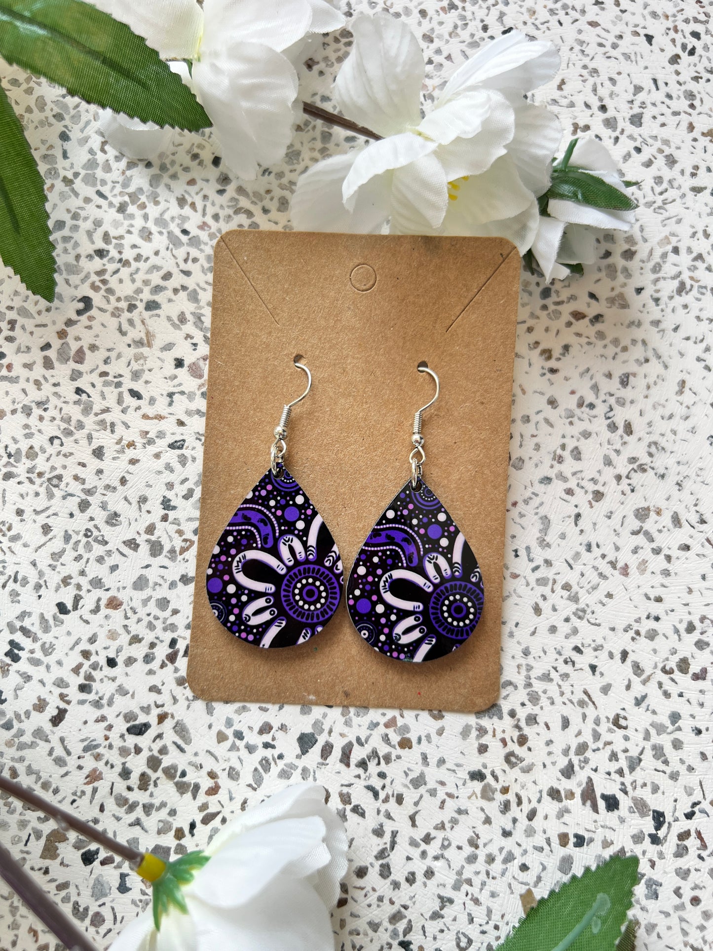 Together - Purple - Wooden Earrings