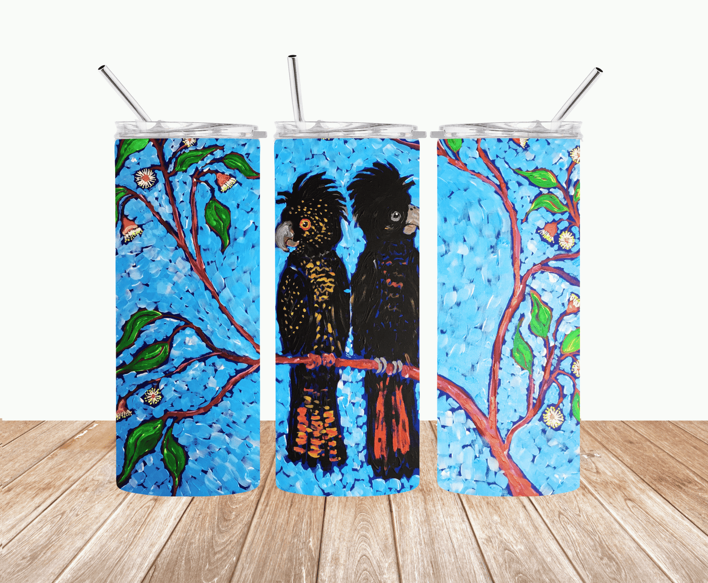 Cockatoo's by Jum Ashwin - Aboriginal Art - 15oz Tumbler