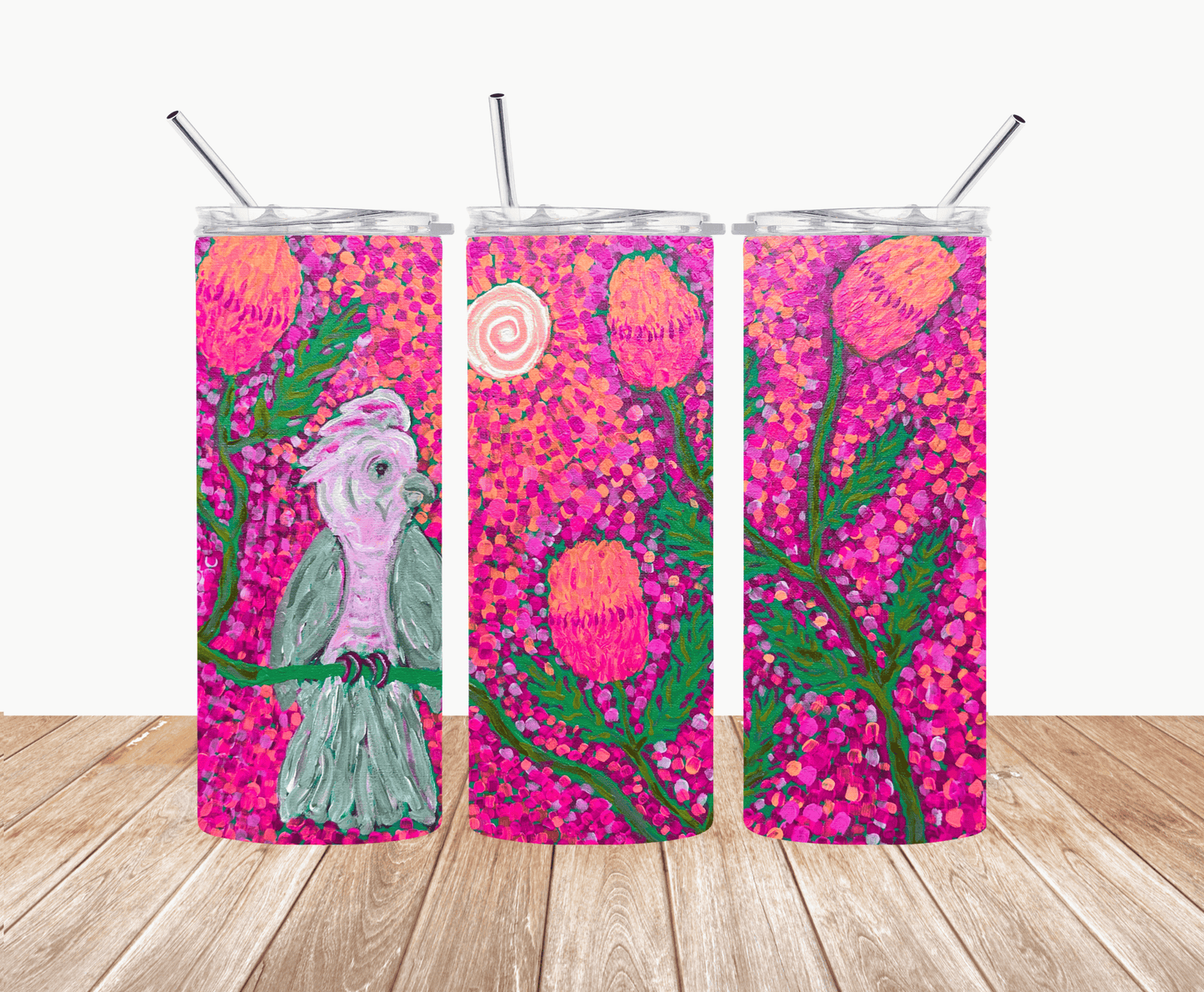 Galah - Spring by Jum Ashwin - Aboriginal Art - 15oz Tumbler