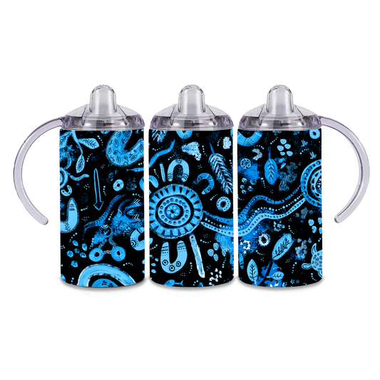 Country - Blue/Black - 12oz Aboriginal Art Sippy Cup