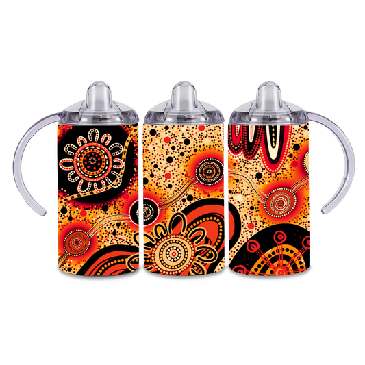 Dreaming - Orange - 12oz Aboriginal Art Sippy Cup