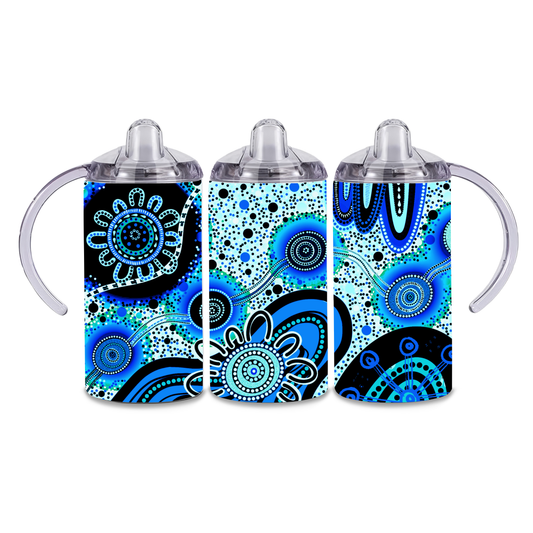 Dreaming - Blue - 12oz Aboriginal Art Sippy Cup