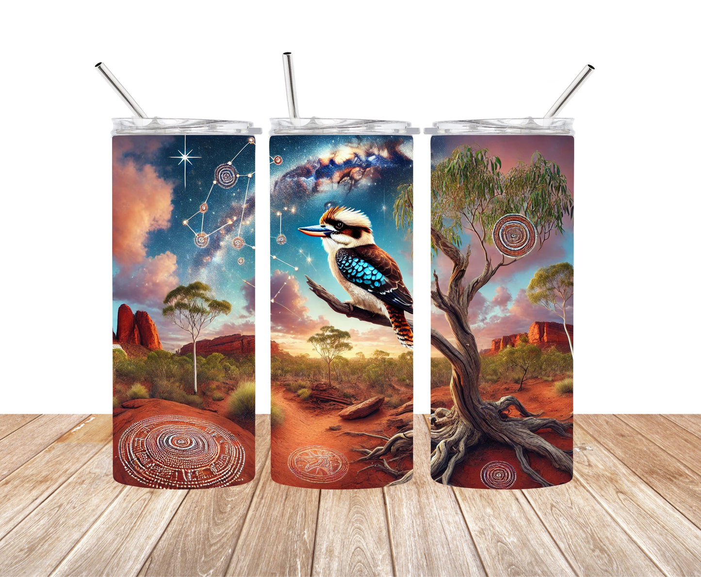 Kookaburra Outback - Aboriginal Art - 15oz Tumbler