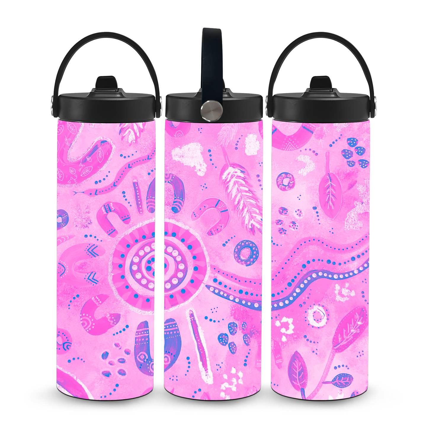 Country - Pink - Aboriginal Art - 20oz Water Bottle