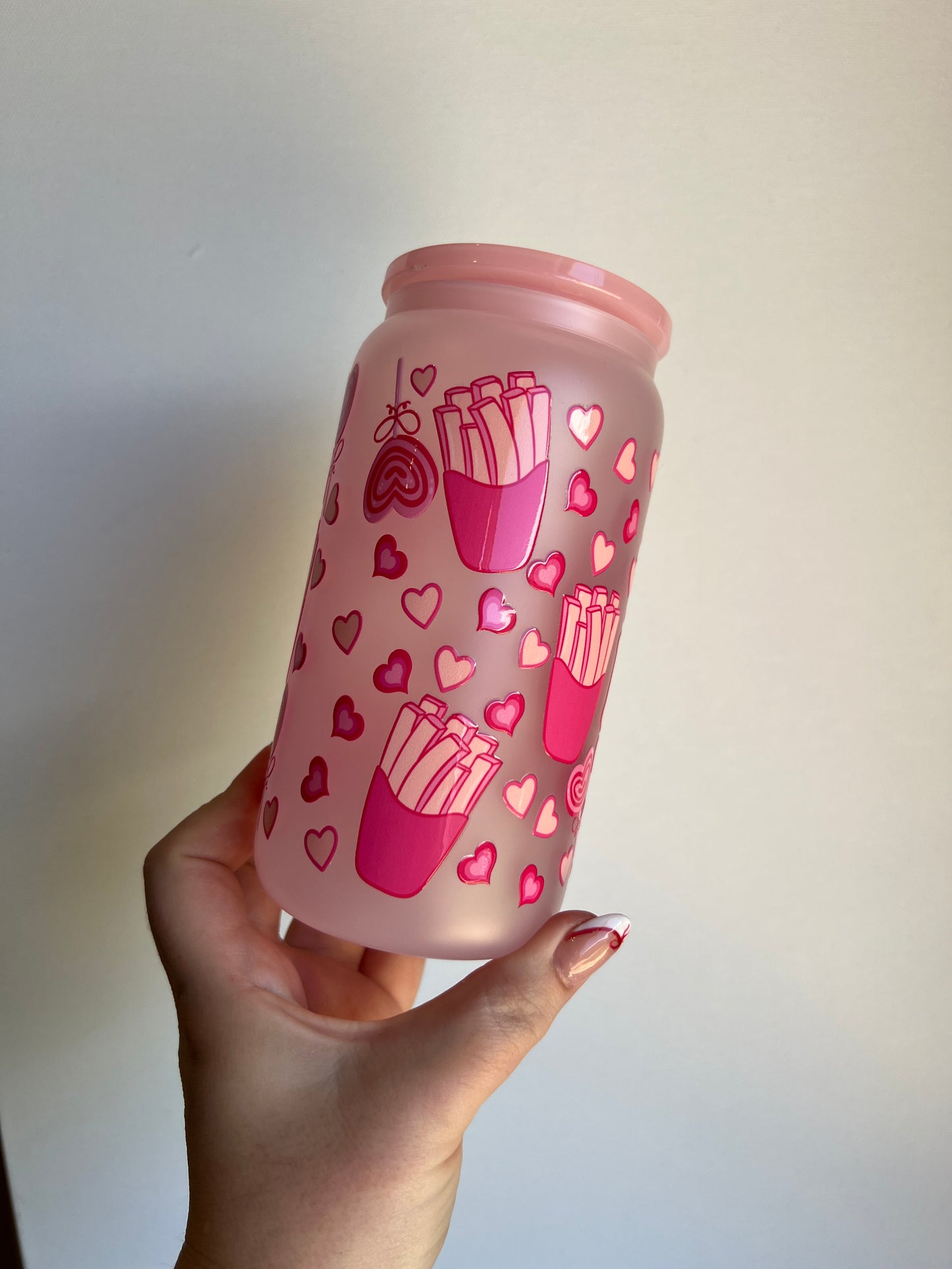 Fries before guys - 16oz Glass Libbey Cup