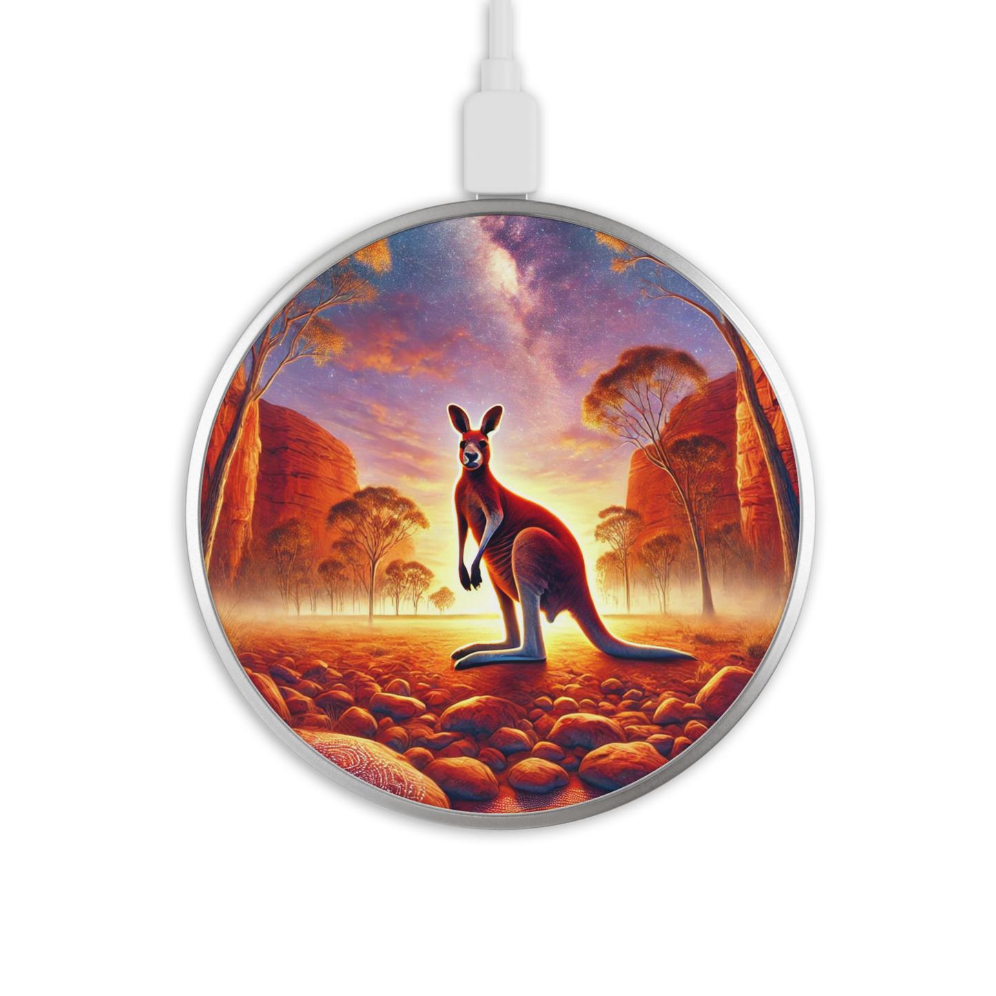 Kangaroo - Wireless Phone Charger - Aboriginal Art