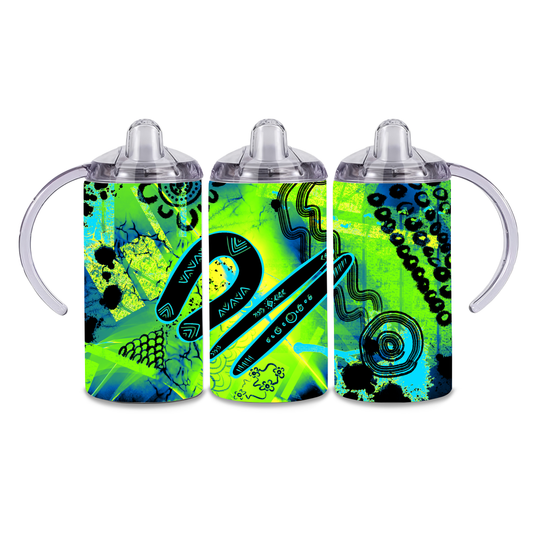 Warrior - Green - 12oz Aboriginal Art Sippy Cup