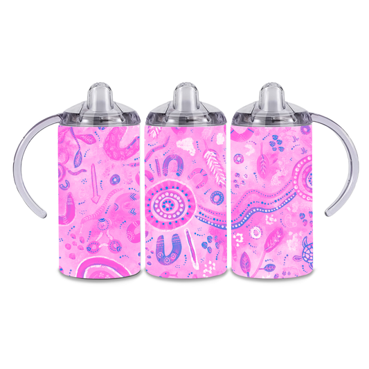 Country - Pink - 12oz Aboriginal Art Sippy Cup