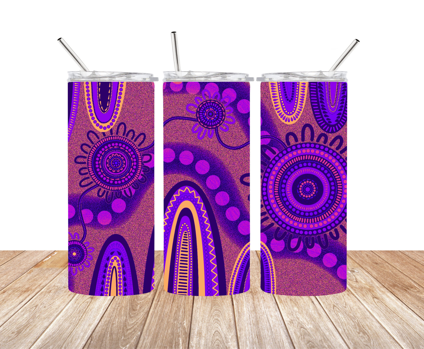 Echoes - Purple - Aboriginal Art - 15oz Tumbler