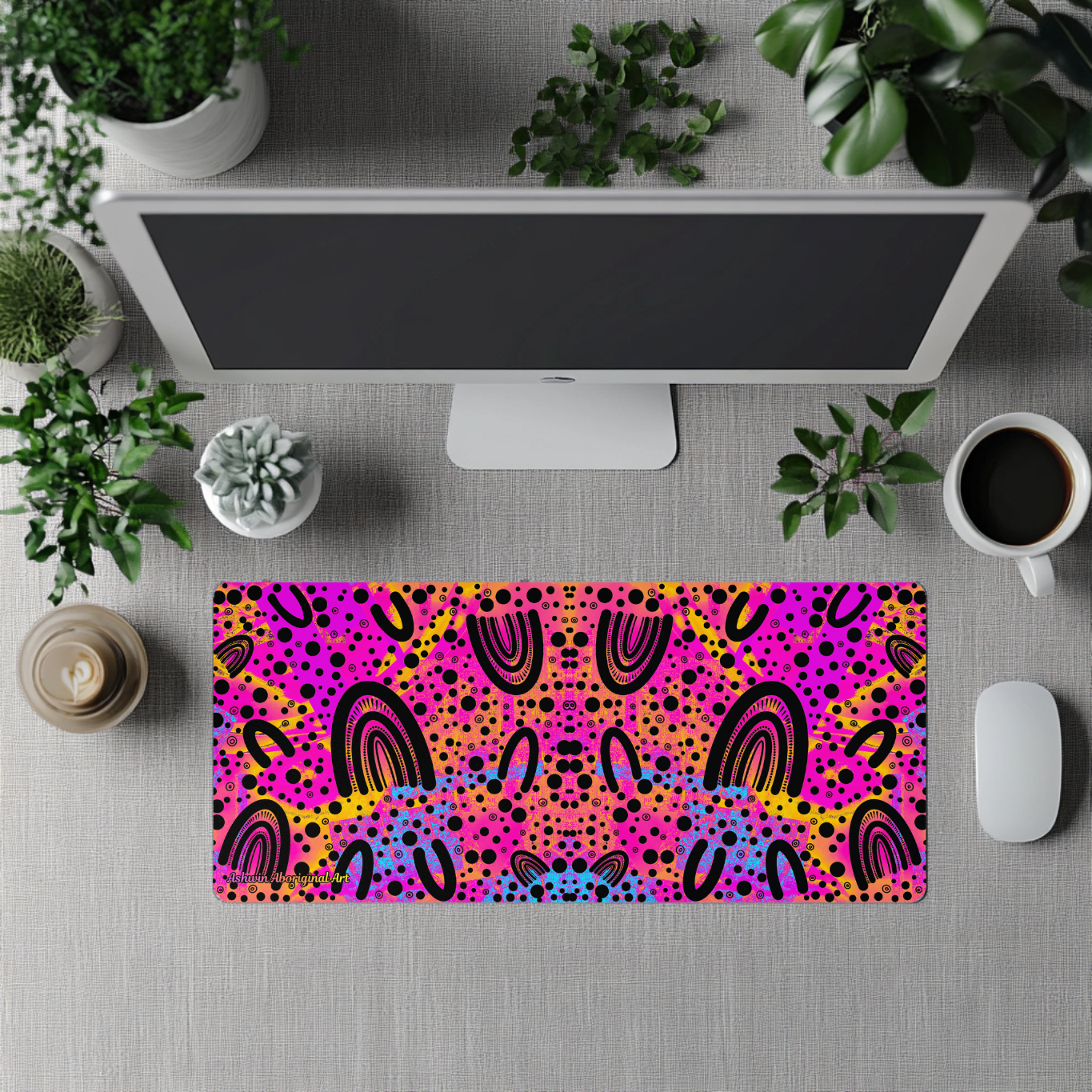 Foundations - Orange - Aboriginal Art Desk Mat