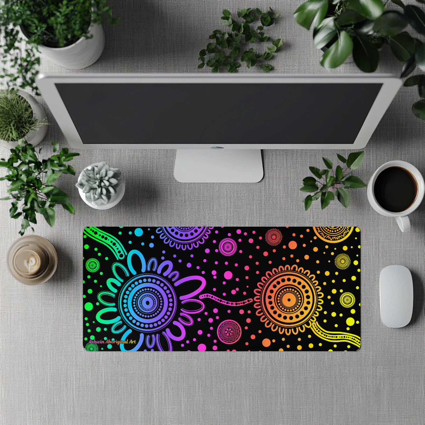 Community - Vibe - Aboriginal Art Desk Mat