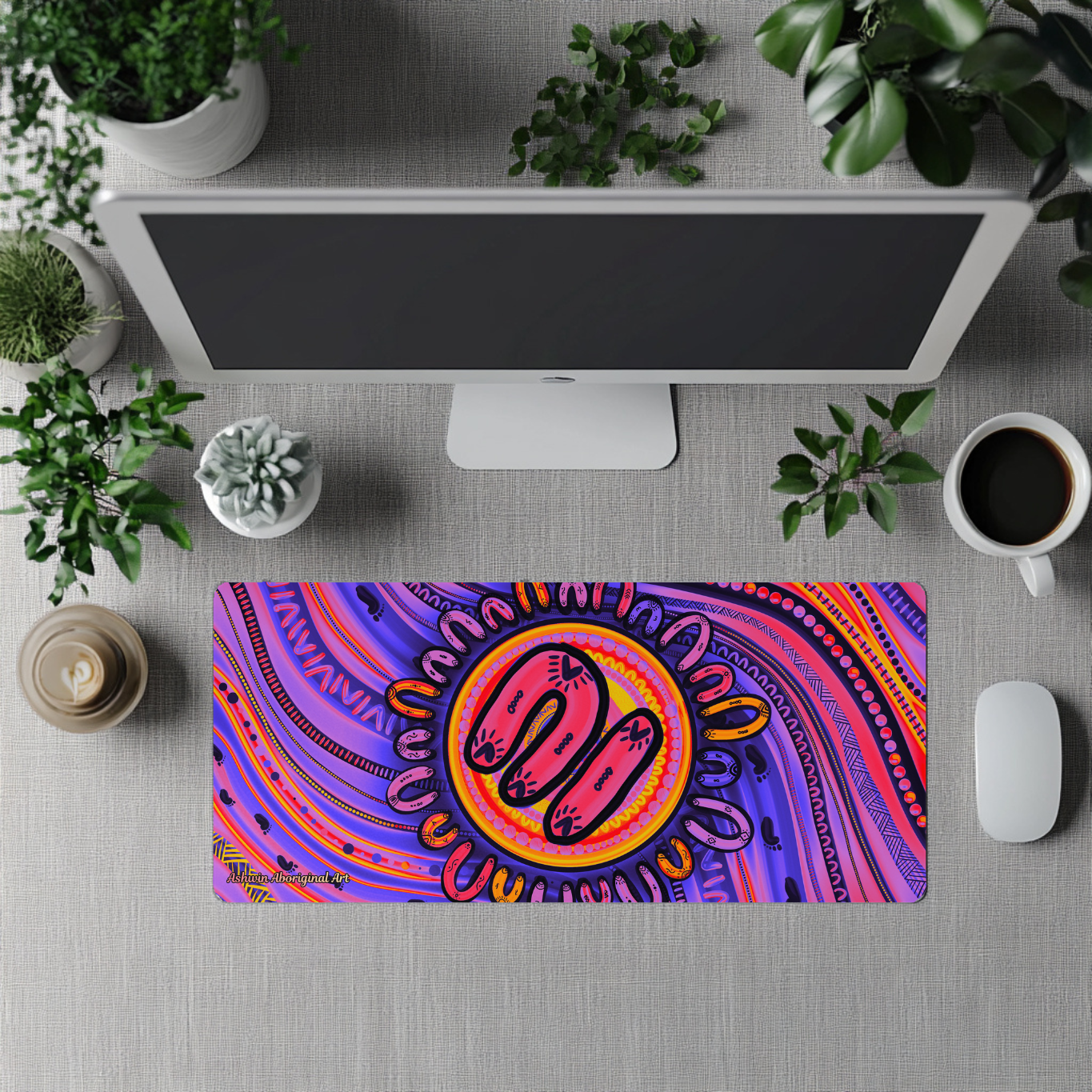 Becoming - Sunset - Aboriginal Art Desk Mat