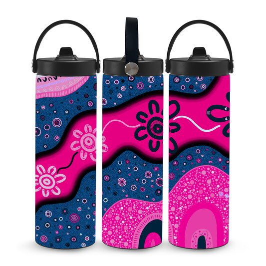 Ancestral Pathways - Winter - Aboriginal Art - 20oz Water Bottle