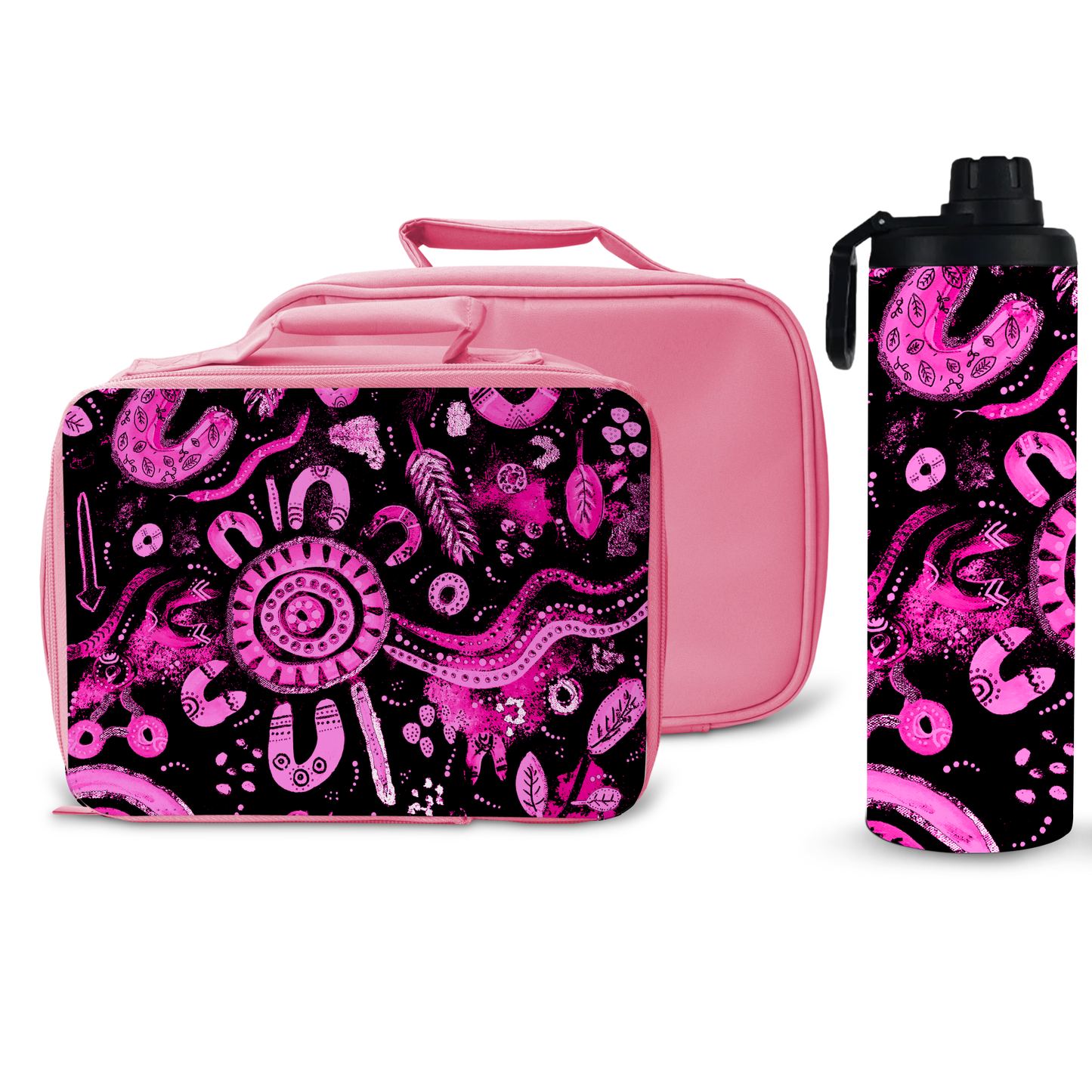 Country - Black & Pink - Lunch Boxes & Water Bottle Bundle