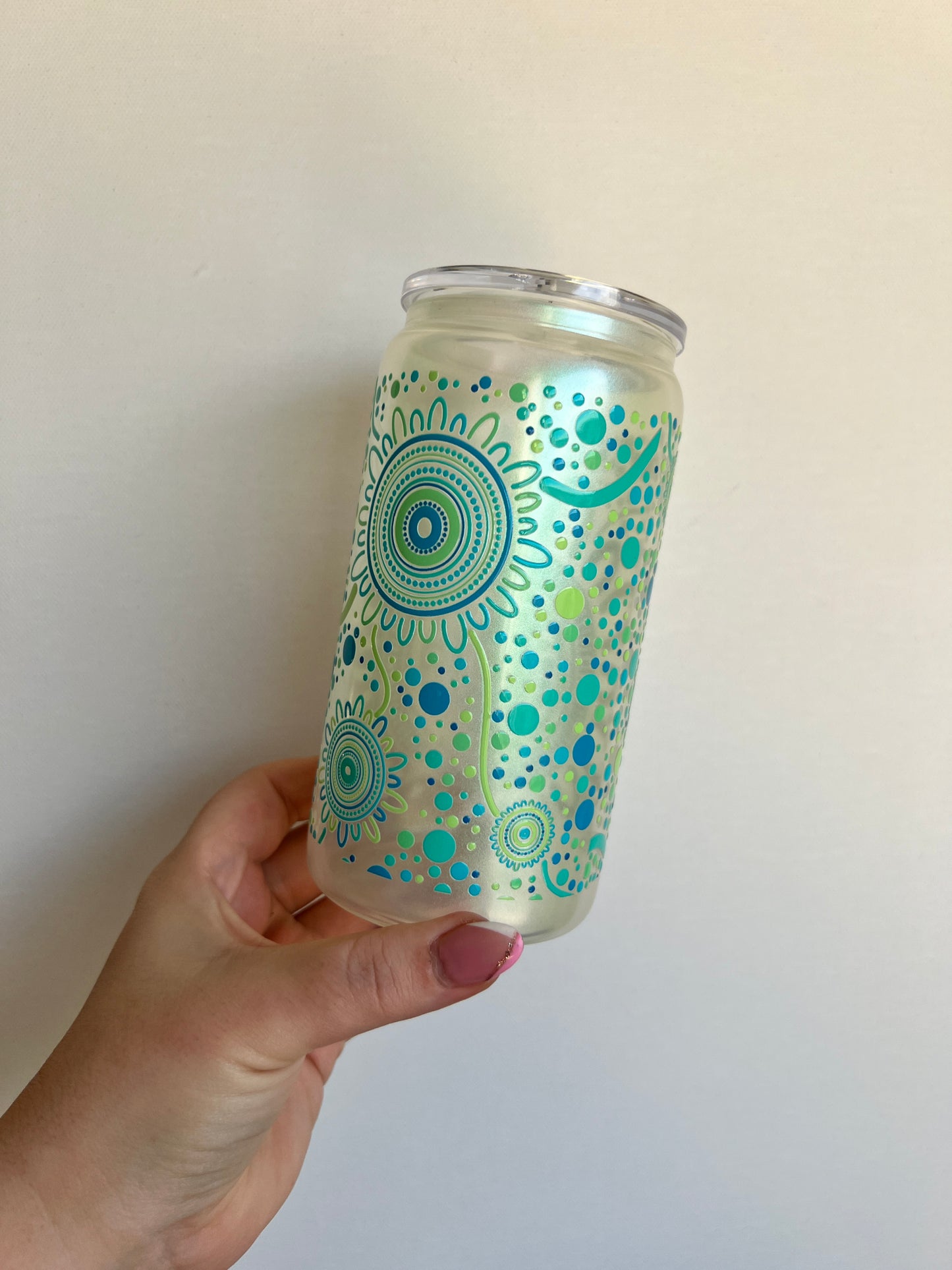 Sisterhood Earth - Green Iridescent GLASS - 16oz Glass Libbey Cup