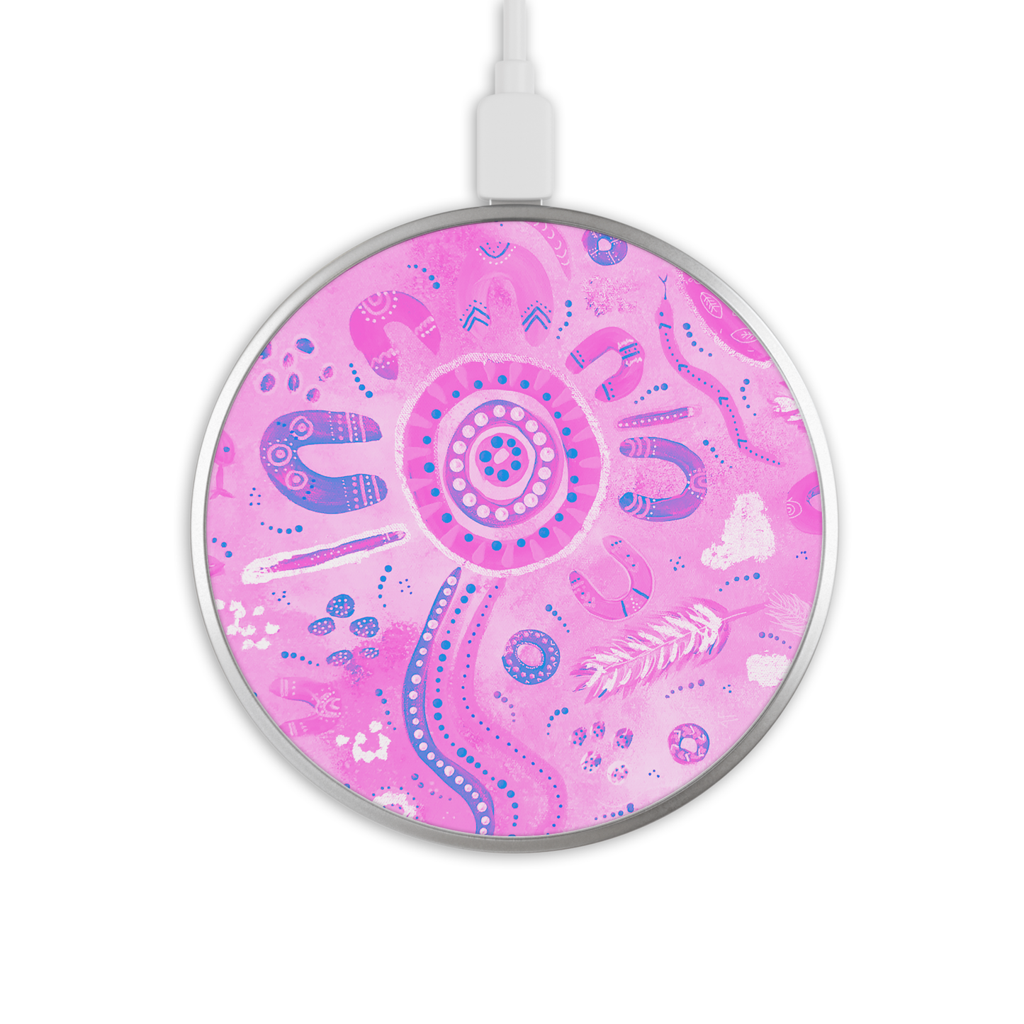Country - Pink - Wireless Phone Charger - Aboriginal Art