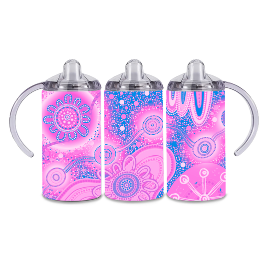 Dreaming - Pink/Blue - 12oz Aboriginal Art Sippy Cup