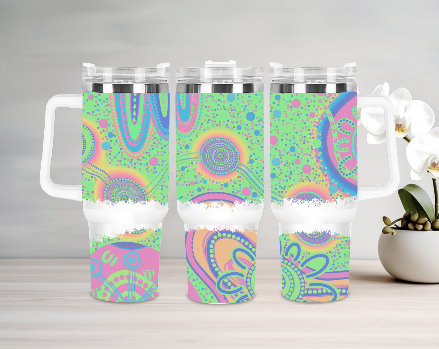 Dreaming - Pastel - 40oz Tumbler - Aboriginal Art