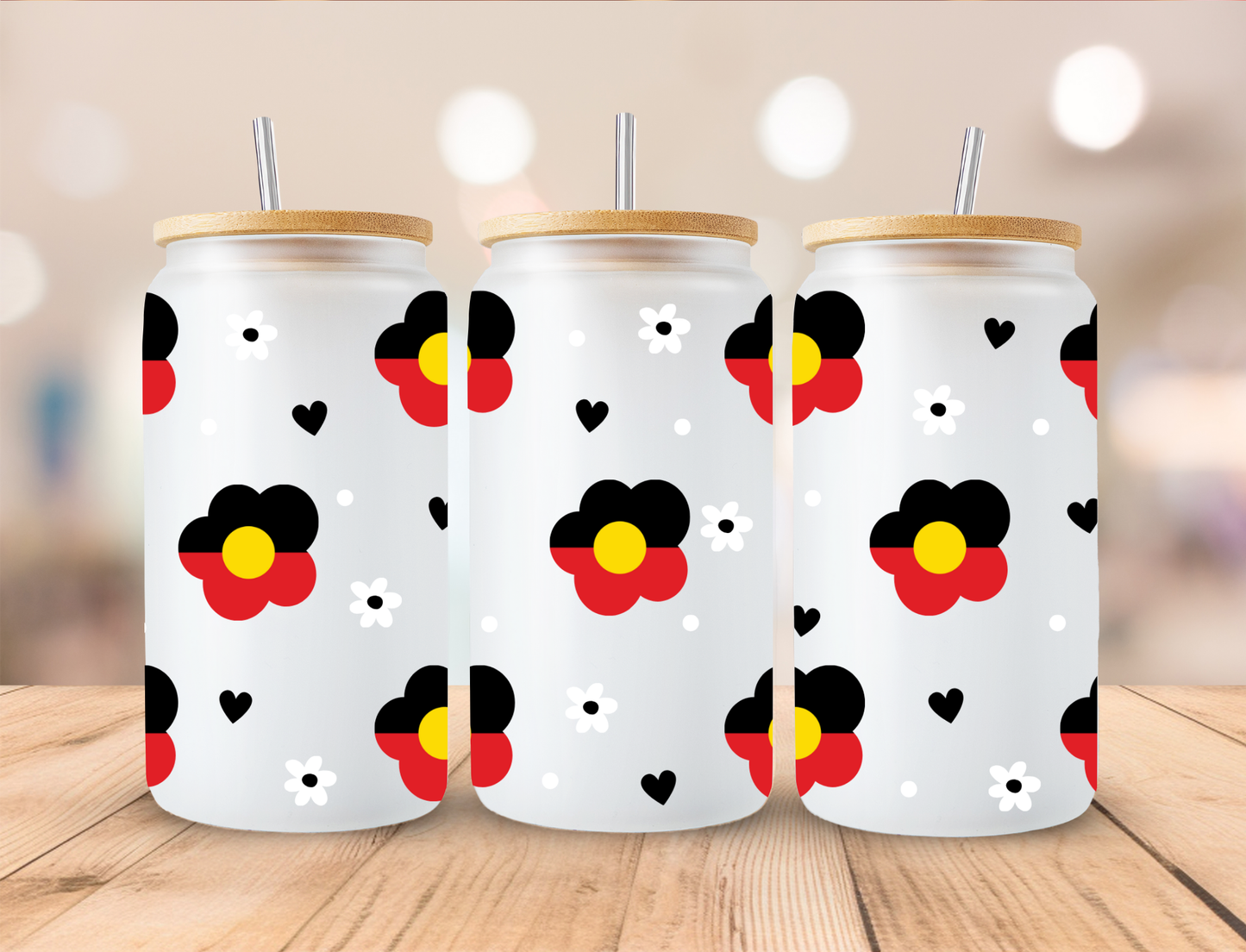 Aboriginal Flags - Flowers - UV DTF WRAP