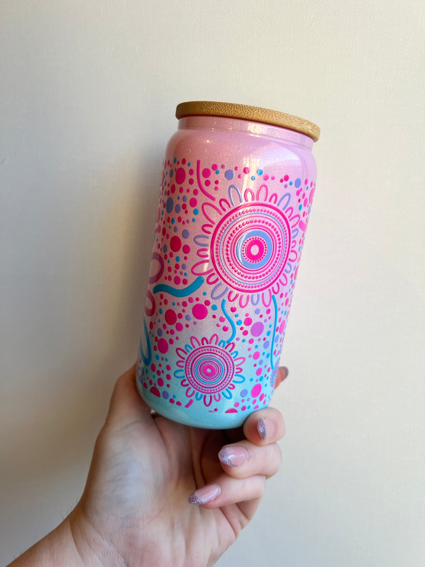 Sisterhood Pastel II - Blue Ombre - 16oz Glass Libbey Cup