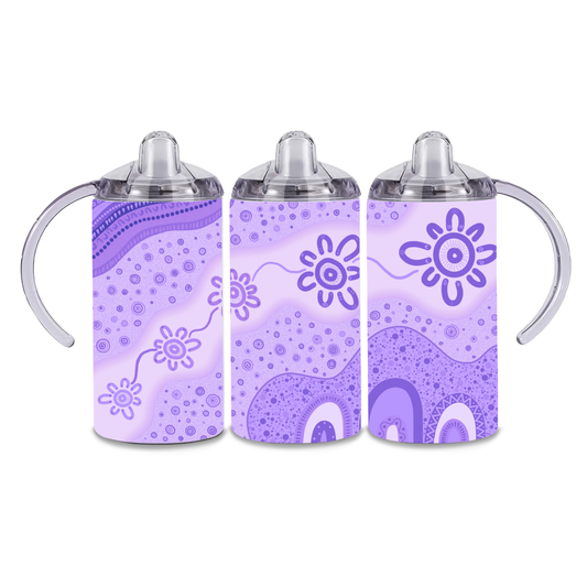 Ancestral Pathways - Lilac - 12oz Aboriginal Art Sippy Cup