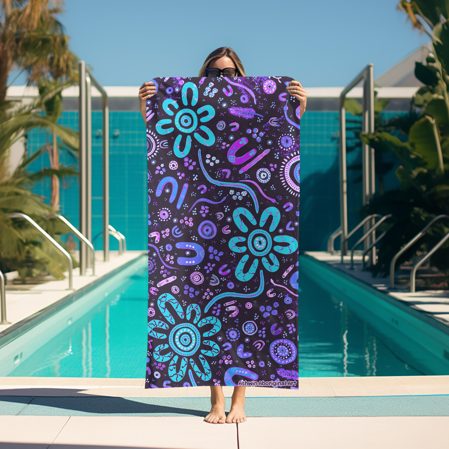 Stronger Than Before - Dusk - Aboriginal Art Beach Towel