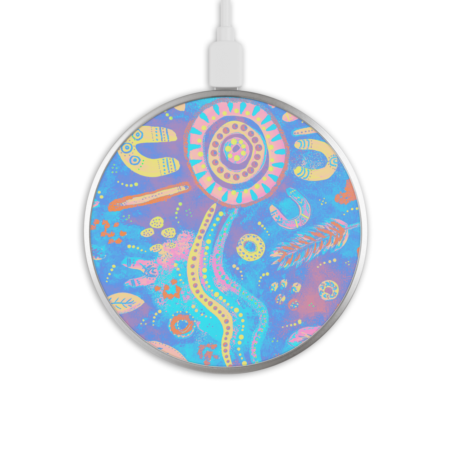 Country - Blue - Wireless Phone Charger - Aboriginal Art
