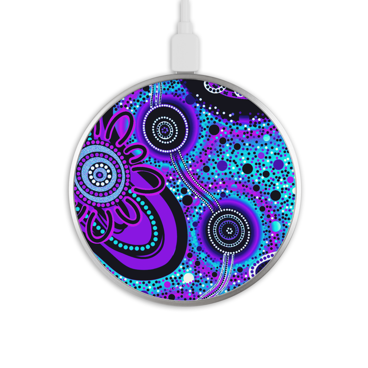 Dreaming - Purple - Wireless Phone Charger - Aboriginal Art
