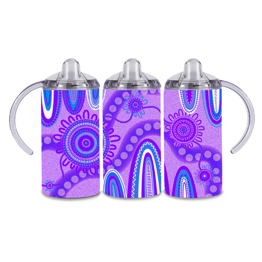 Echoes - Purple - 12oz Aboriginal Art Sippy Cup