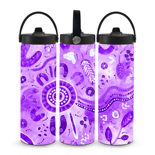 Country - Lilac - Aboriginal Art - 20oz Water Bottle