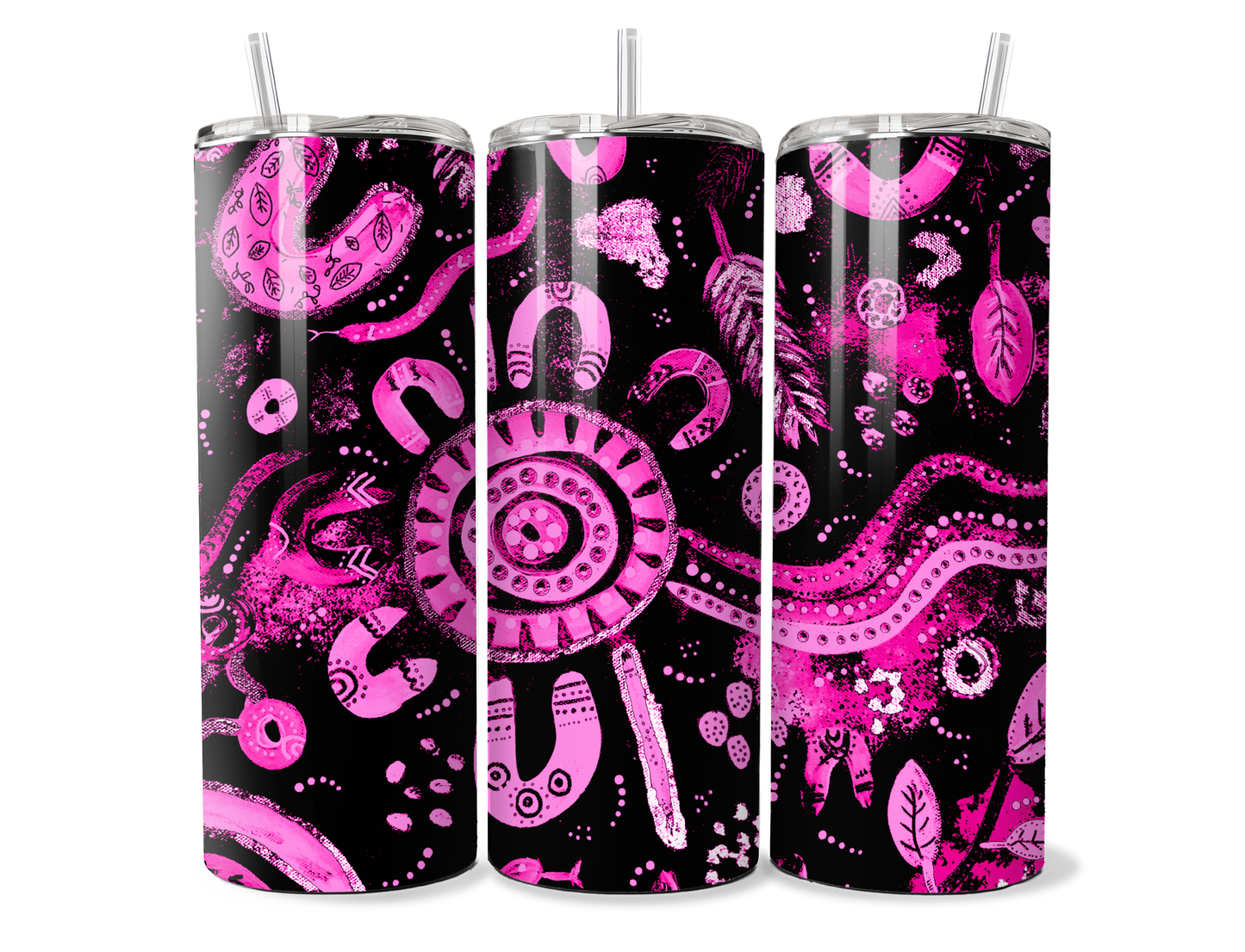 Country - Pink & Black - Aboriginal Art - 20oz Tumbler