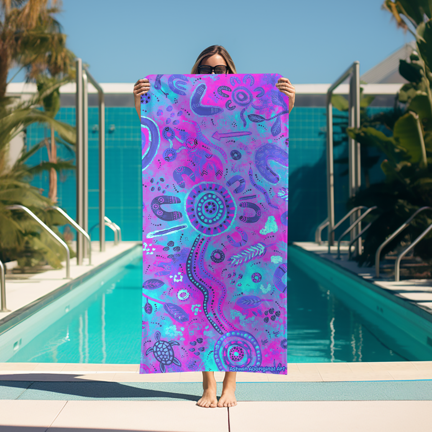 Country - Winter - Aboriginal Art Beach Towel