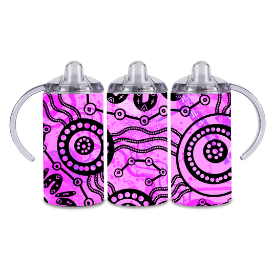 Wet Seasons - Pink - 12oz Aboriginal Art Sippy Cup