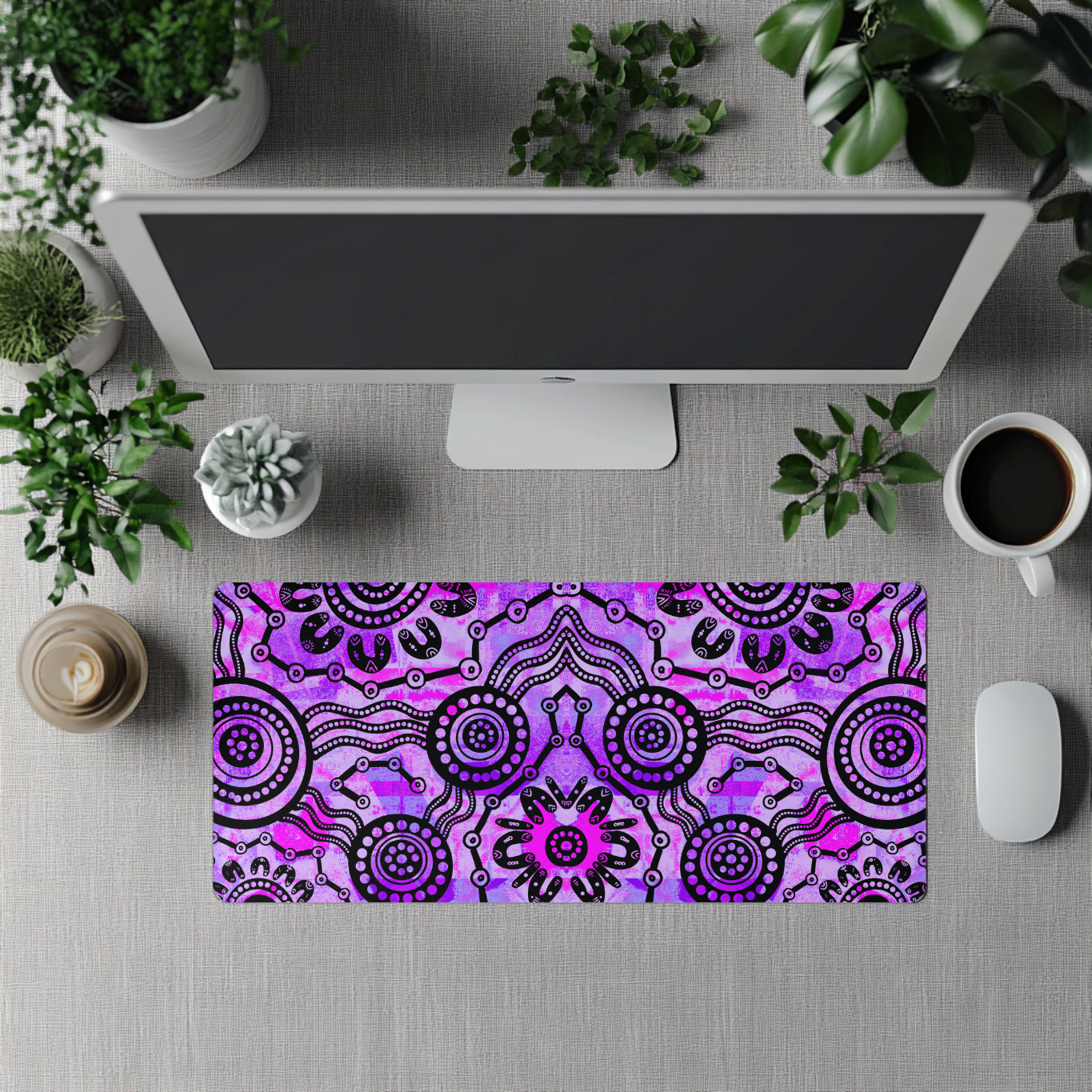 Wet Seaons - Purple - Aboriginal Art Desk Mat