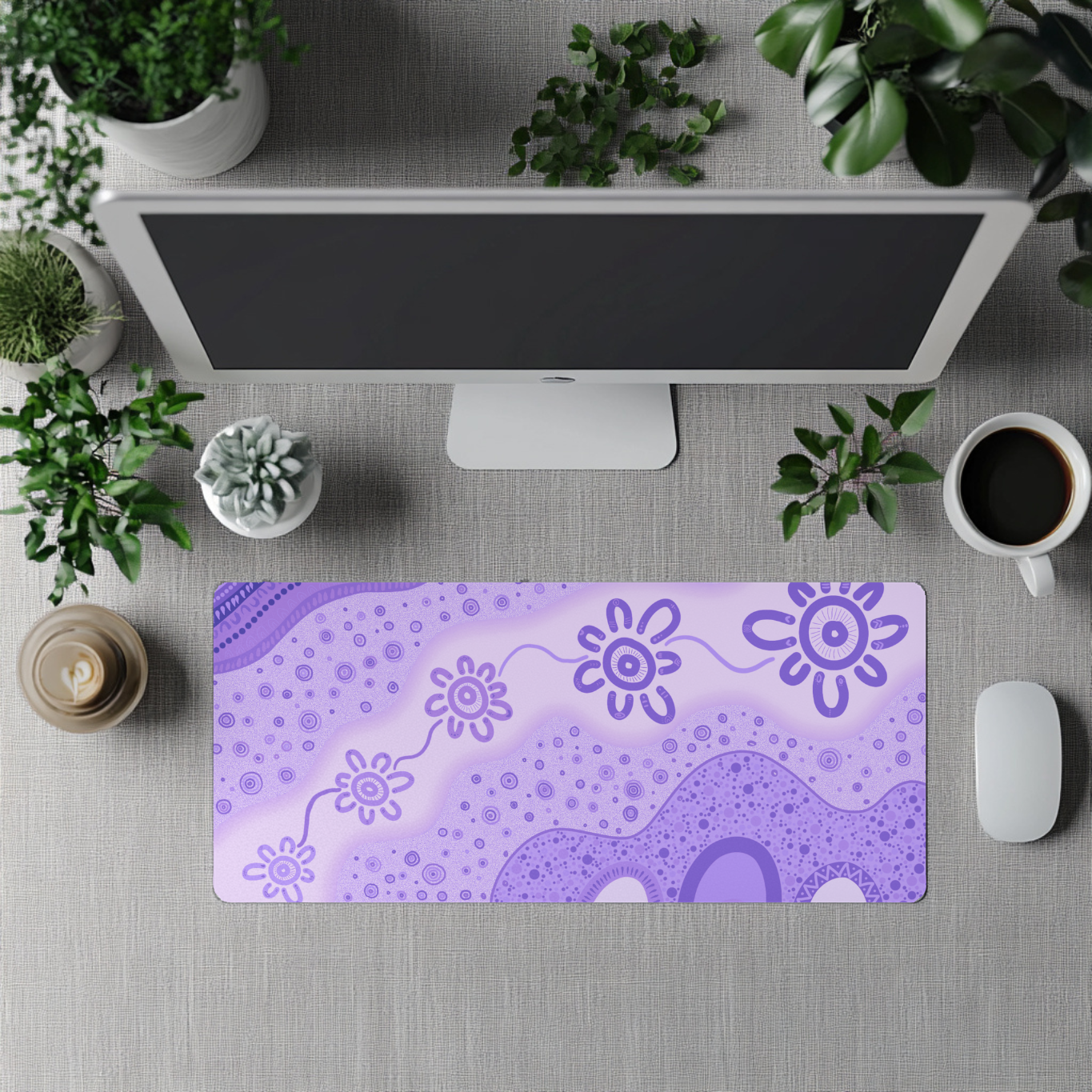 Ancestral Pathways - Lilac - Aboriginal Art Desk Mat