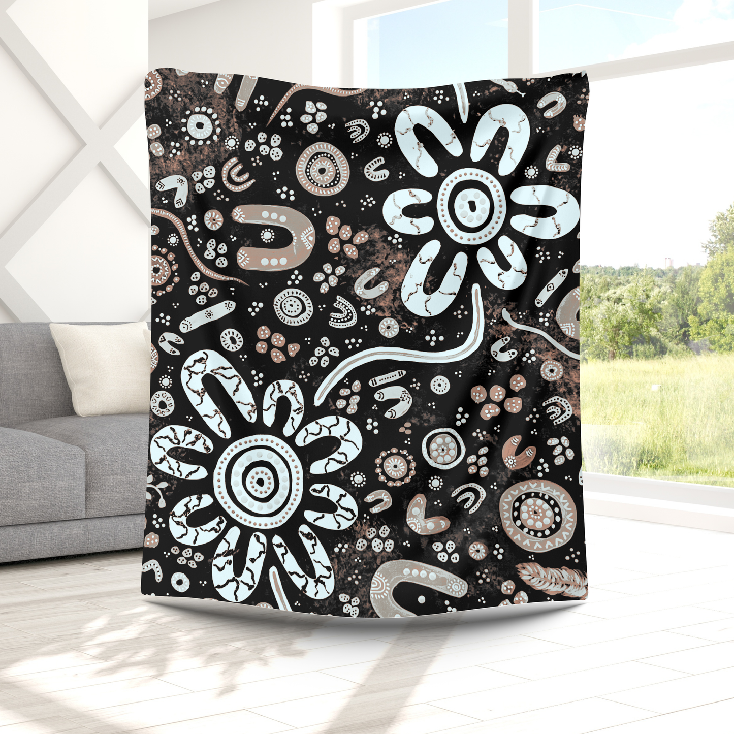 Stronger Than Before - Midnight - Aboriginal Art Throw Blanket