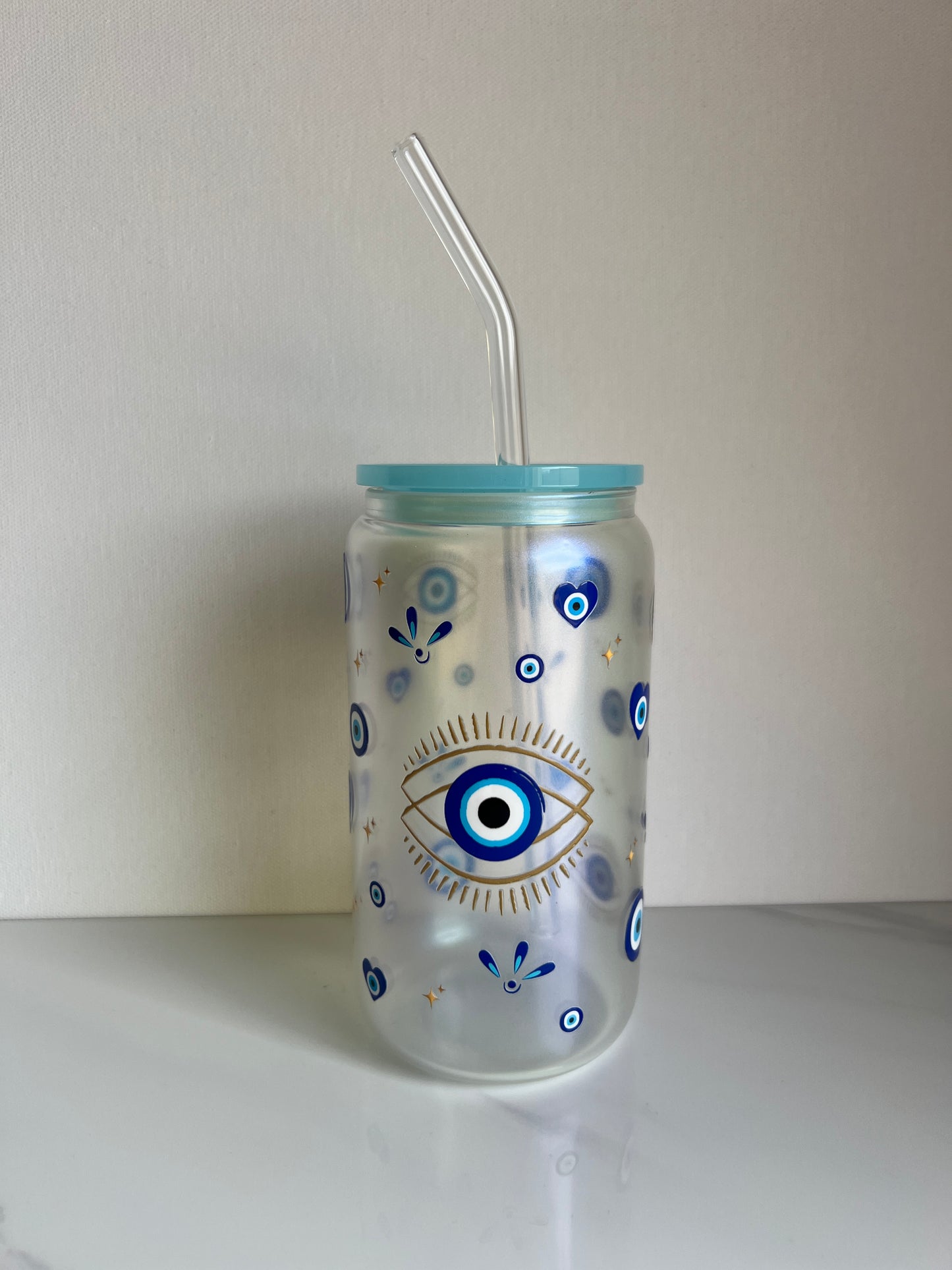 Evil Eye - shimmer - 16oz Glass Libbey Cup
