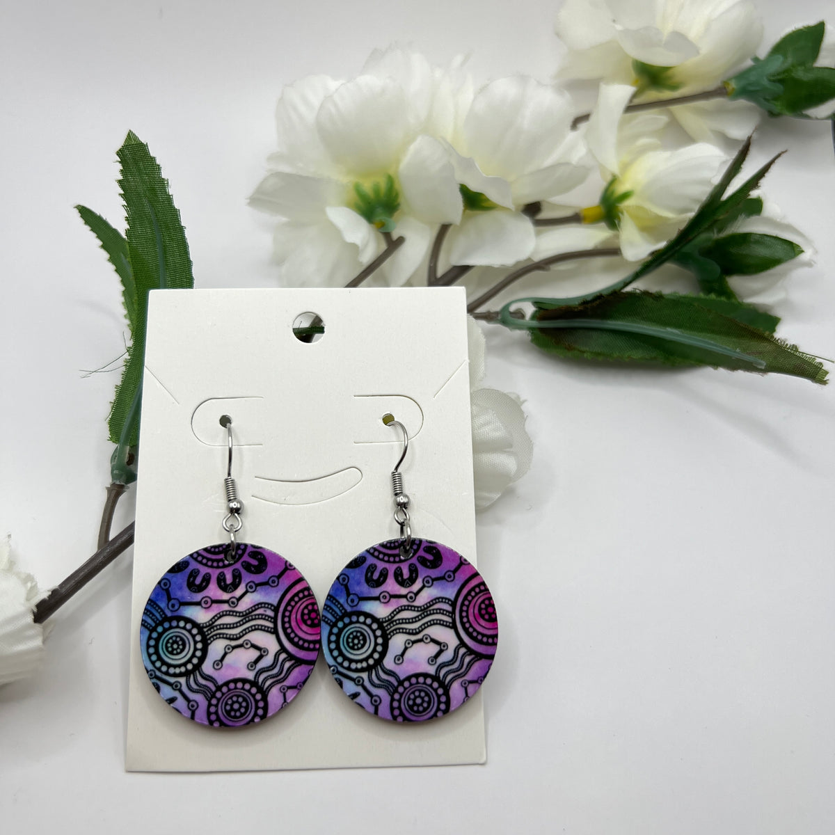 Wet Seasons - Dreamy - Wooden Aboriginal Art Earrings