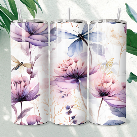 Floral Dragonfly - 20oz Tumbler