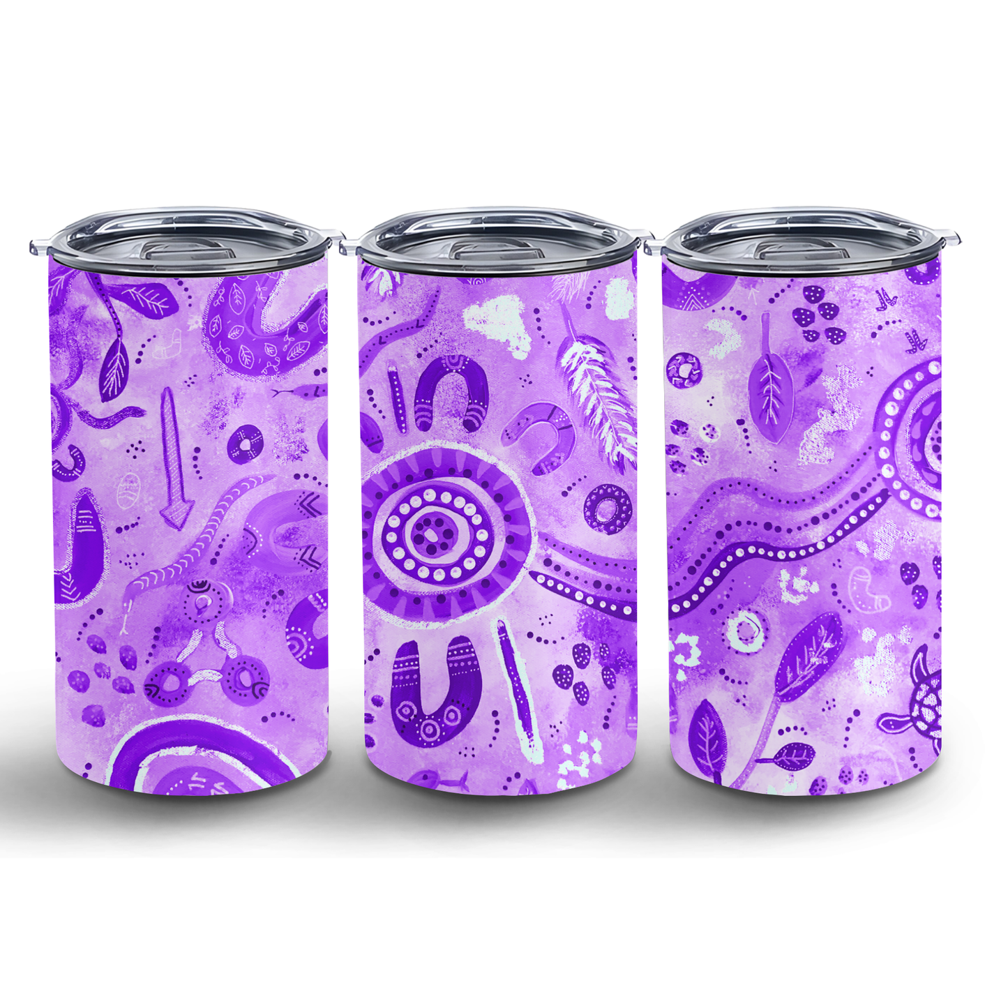 Country - Lilac - 12oz Insulated Tumbler | Aboriginal Art Coffee Cup