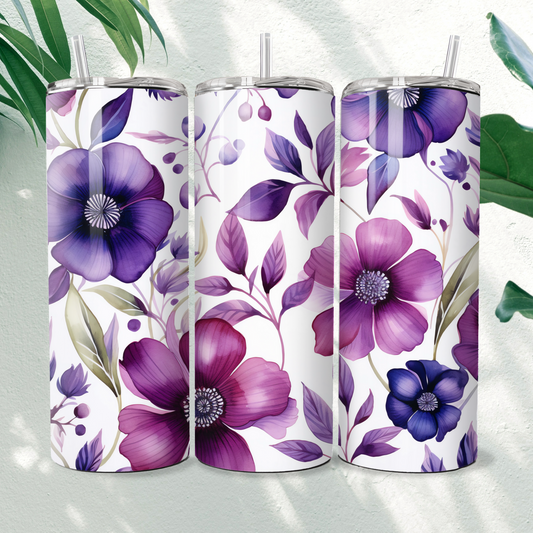 Purple Flowers - 20oz Tumbler