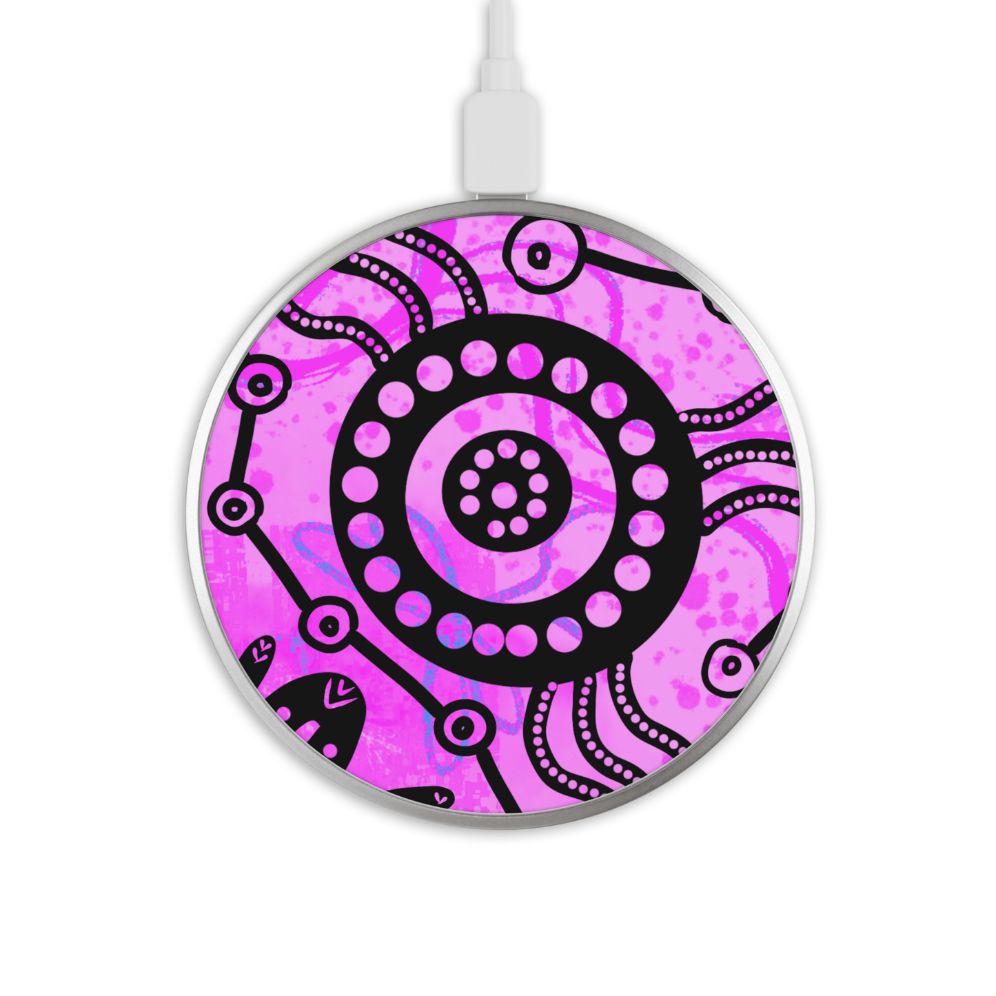 Wet Seasons - Pink - Wireless Phone Charger - Aboriginal Art